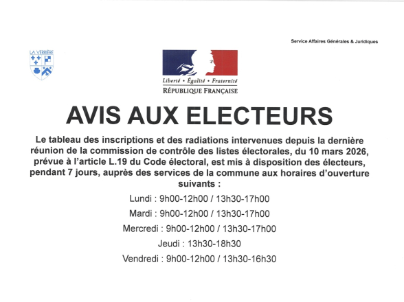 Avis aux electeurs listes electorales 10 mars
