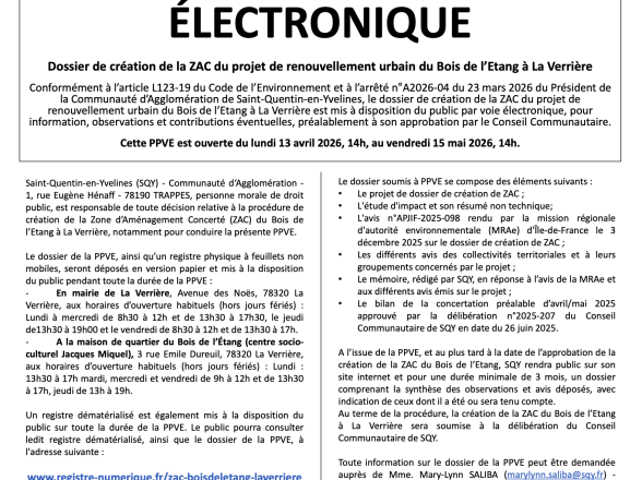 AVIS DE PARTICIPATION DU PUBLIC PAR VOIE ÉLECTRONIQUE BE 2026