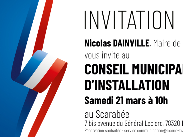 invitation au conseil municipal d'installation 21 mars 2026 10h au Scarabée