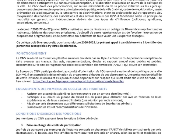 appel candidature CNV 2026