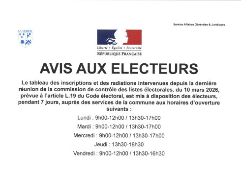 Avis aux electeurs listes electorales 10 mars