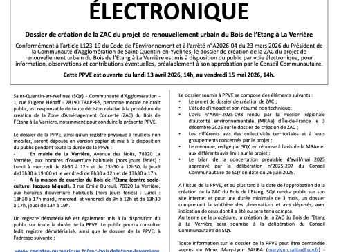 AVIS DE PARTICIPATION DU PUBLIC PAR VOIE ÉLECTRONIQUE BE 2026