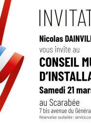 invitation au conseil municipal d'installation 21 mars 2026 10h au Scarabée