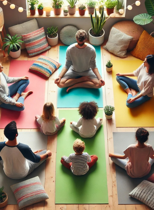 parent enfants en relaxation 