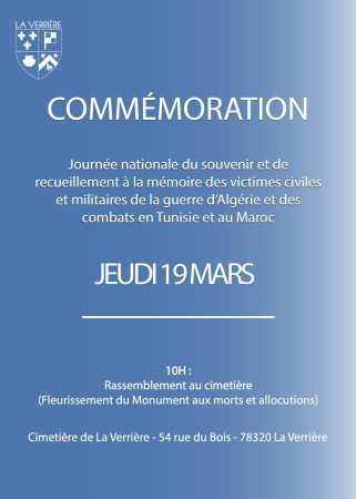 commémoration du 19 mars - 10h cimetière de La Verrière