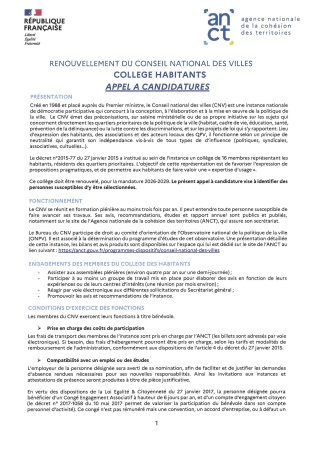 appel candidature CNV 2026